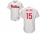 Philadelphia Phillies #15 Dave Hollins White Red Strip Flexbase Authentic Collection MLB Jersey