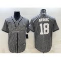 Indianapolis Colts #18 Peyton Manning Grey Gridiron With Patch Cool Base Stitched Baseball Jersey