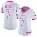 Women Carolina Panthers #7 Harrison Butker Limited White Pink Rush Fashion NFL Jersey