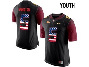 2016 US Flag Fashion-2016 Youth Florida State Seminoles Jameis Winston #5 College Football Limited Jersey - Black