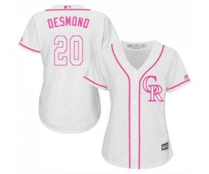 Women\'s Colorado Rockies #20 Ian Desmond Authentic White Fashion Cool Base Baseball Jersey