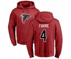 Atlanta Falcons #4 Brett Favre Red Name & Number Logo Pullover Hoodie
