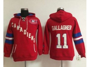 Women Montreal Canadiens #11 Brendan Gallagher Red Old Time Heidi NHL Hoodie