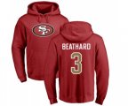 San Francisco 49ers #3 C. J. Beathard Red Name & Number Logo Pullover Hoodie