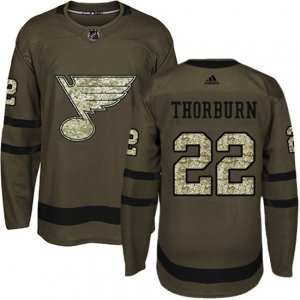 St. Louis Blues #22 Chris Thorburn Premier Green Salute to Service NHL Jersey