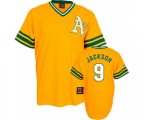 Oakland Athletics #9 Reggie Jackson Authentic Gold Throwback Baseball Jersey