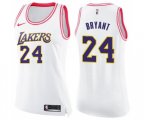 Women's Los Angeles Lakers #24 Kobe Bryant Swingman White Pink Fashion Basketball Jersey