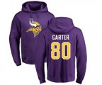 Minnesota Vikings #80 Cris Carter Purple Name & Number Logo Pullover Hoodie