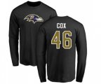 Baltimore Ravens #46 Morgan Cox Black Name & Number Logo Long Sleeve T-Shirt