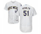 Milwaukee Brewers Freddy Peralta White Home Flex Base Authentic Collection Baseball Player Jersey