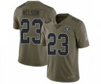 Oakland Raiders #23 Nick Nelson Limited Olive 2017 Salute to Service Football Jersey