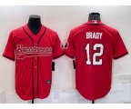 Tampa Bay Buccaneers #12 Tom Brady Red Stitched Cool Base Nike Baseball Jersey