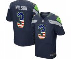 Seattle Seahawks #3 Russell Wilson Elite Navy Blue Home USA Flag Fashion Football Jersey