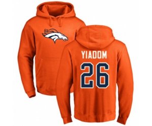 Denver Broncos #26 Isaac Yiadom Orange Name & Number Logo Pullover Hoodie