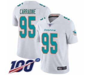 Miami Dolphins #95 Tank Carradine White Vapor Untouchable Limited Player 100th Season Football Jersey