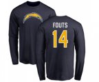 Los Angeles Chargers #14 Dan Fouts Navy Blue Name & Number Logo Long Sleeve T-Shirt