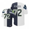 Seattle Seahawks #72 Michael Bennett Elite Navy White Split Fashion NFL Jersey