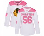 Women's Chicago Blackhawks #56 Erik Gustafsson Authentic White Pink Fashion NHL Jersey