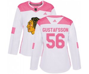 Women\'s Chicago Blackhawks #56 Erik Gustafsson Authentic White Pink Fashion NHL Jersey