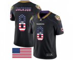 Baltimore Ravens #8 Lamar Jackson Limited Black Rush USA Flag Football Jersey