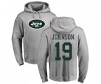 New York Jets #19 Keyshawn Johnson Ash Name & Number Logo Pullover Hoodie