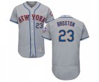 New York Mets #23 Keon Broxton Grey Road Flex Base Authentic Collection Baseball Jersey