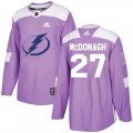 Tampa Bay Lightning #27 Ryan McDonagh Authentic Purple Fights Cancer Practice NHL Jersey