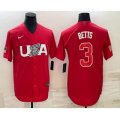 USA Baseball #3 Mookie Betts 2023 Red World Classic Stitched Jerseys