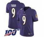 Baltimore Ravens #9 Justin Tucker Purple Team Color Vapor Untouchable Limited Player 100th Season Football Jersey