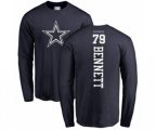 Dallas Cowboys #79 Michael Bennett Navy Blue Backer Long Sleeve T-Shirt