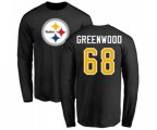 Pittsburgh Steelers #68 L.C. Greenwood Black Name & Number Logo Long Sleeve T-Shirt