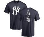 New York Yankees #34 J.A. Happ Navy Blue Backer T-Shirt