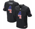 Oakland Raiders #4 Derek Carr Elite Black Home USA Flag Fashion Football Jersey