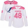 Women Tampa Bay Lightning #48 Brett Howden Authentic White Pink Fashion NHL Jersey