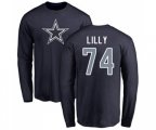 Dallas Cowboys #74 Bob Lilly Navy Blue Name & Number Logo Long Sleeve T-Shir