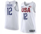 Nike Team USA #12 DeMarcus Cousins Authentic White 2016 Olympic Basketball Jersey