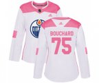 Women Edmonton Oilers #75 Evan Bouchard Authentic White Pink Fashion NHL Jersey