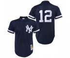 1995 New York Yankees #12 Wade Boggs Authentic Blue Throwback Baseball Jersey