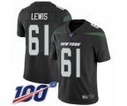 New York Jets #61 Alex Lewis Black Alternate Vapor Untouchable Limited Player 100th Season Football Jersey
