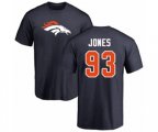 Denver Broncos #93 Dre'Mont Jones Navy Blue Name & Number Logo T-Shirt