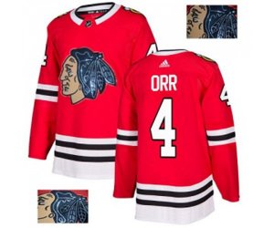 Chicago Blackhawks #4 Bobby Orr Authentic Red Fashion Gold NHL Jersey