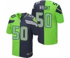 Seattle Seahawks #50 K.J. Wright Elite Navy Green Split Fashion Football Jersey