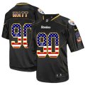 Pittsburgh Steelers #90 T. J. Watt Elite Black USA Flag Fashion NFL Jersey