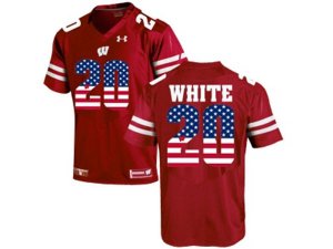 2016 US Flag Fashion-2016 Men\'s UA Wisconsin Badgers James White #20 College Football Jersey - Red