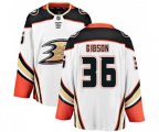 Anaheim Ducks #36 John Gibson Fanatics Branded White Away Breakaway Hockey Jersey