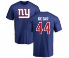 New York Giants #44 Doug Kotar Royal Blue Name & Number Logo T-Shirt