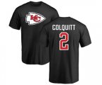 Kansas City Chiefs #2 Dustin Colquitt Black Name & Number Logo T-Shirt