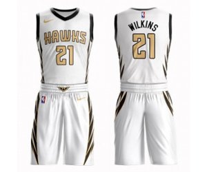 Atlanta Hawks #21 Dominique Wilkins Swingman White Basketball Suit Jersey - City Edition