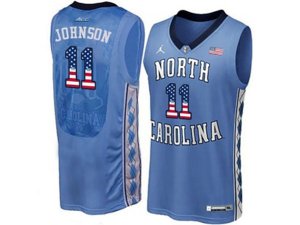 2016 US Flag Fashion 2016 Men\'s North Carolina Tar Heels Brice Johnson #11 College Basketball Jersey - Blue