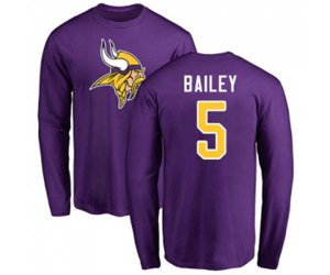 Minnesota Vikings #5 Dan Bailey Purple Name & Number Logo Long Sleeve T-Shirt